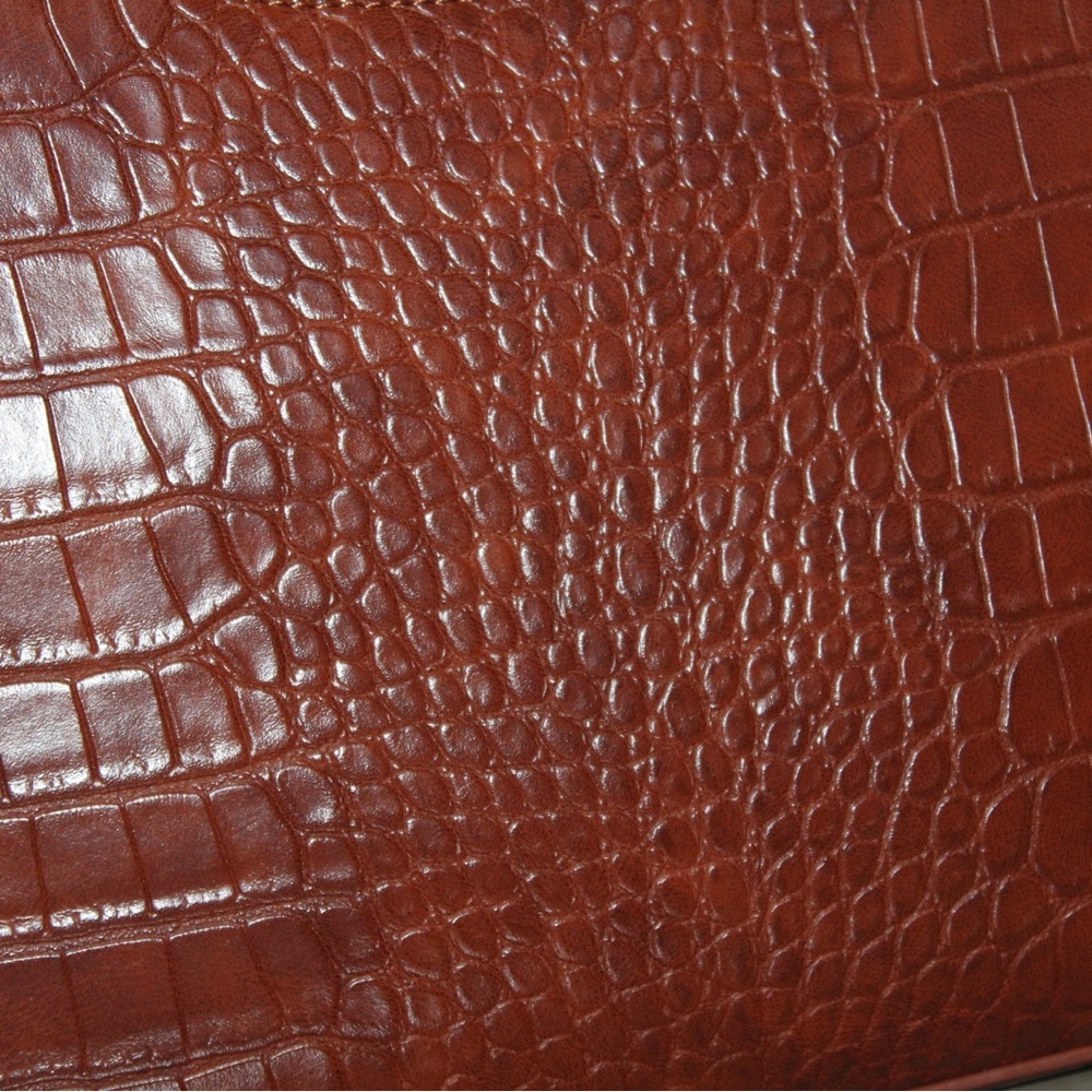 Brown Crocodile-Embossed Shoulder Bag Purse - Picture 8 of 16